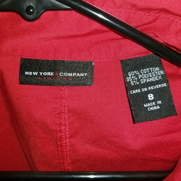 New York & Company red collard shirt w/side zipper - Picture 5 of 5